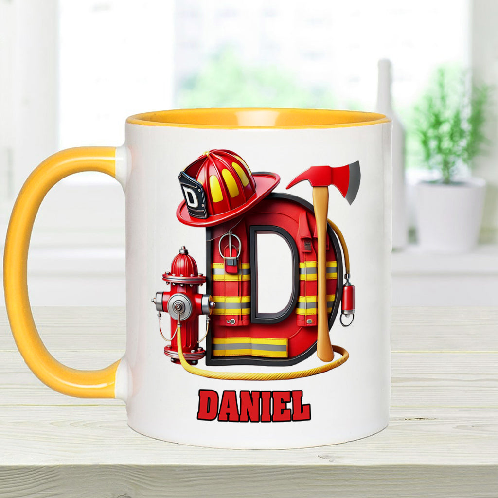 Alphabet Firefighter - Personalized Firefighter Accent Mug