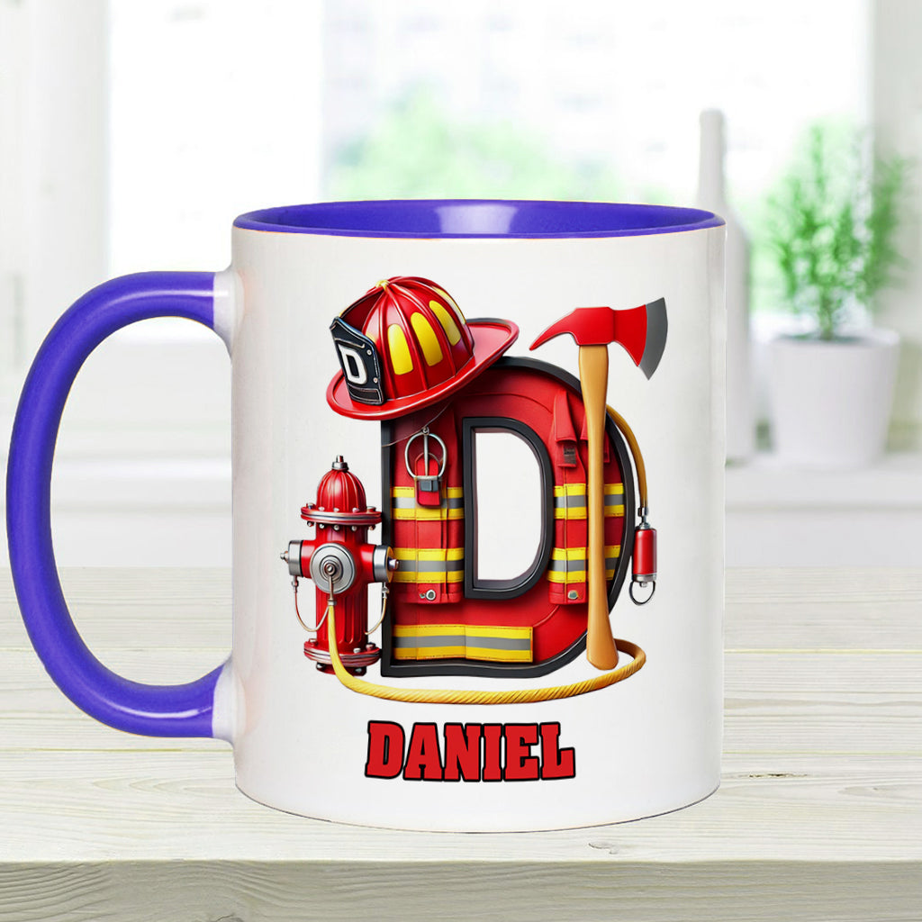 Alphabet Firefighter - Personalized Firefighter Accent Mug