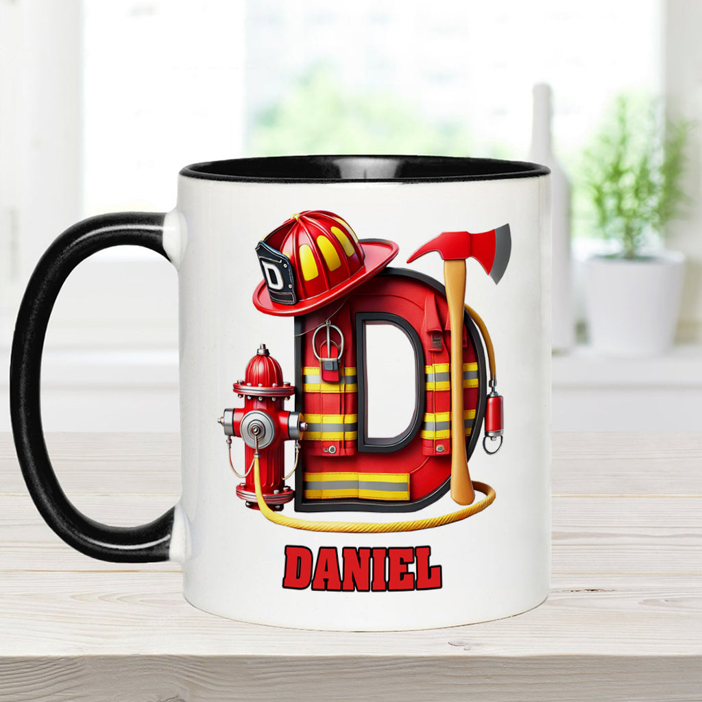 Alphabet Firefighter - Personalized Firefighter Accent Mug
