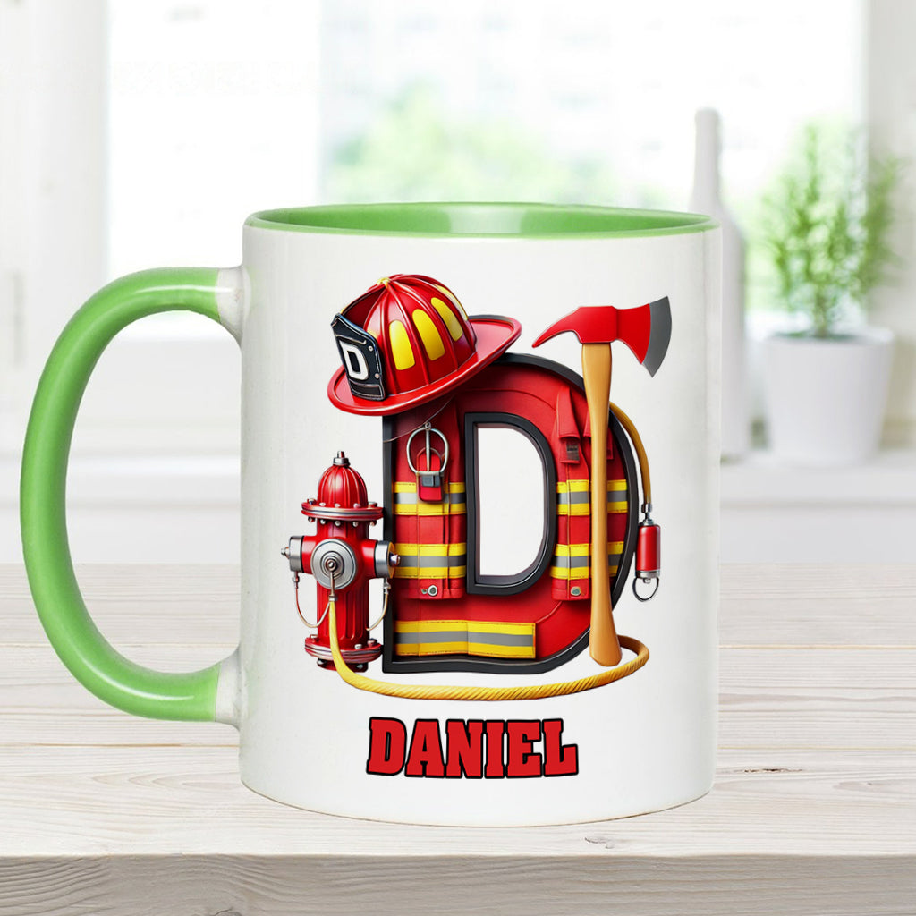 Alphabet Firefighter - Personalized Firefighter Accent Mug