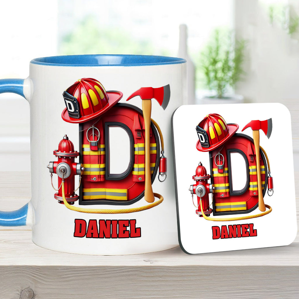 Alphabet Firefighter - Personalized Firefighter Accent Mug