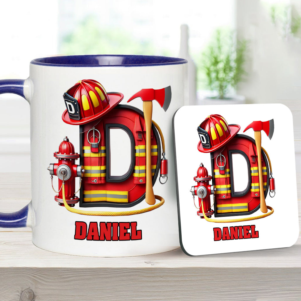 Alphabet Firefighter - Personalized Firefighter Accent Mug