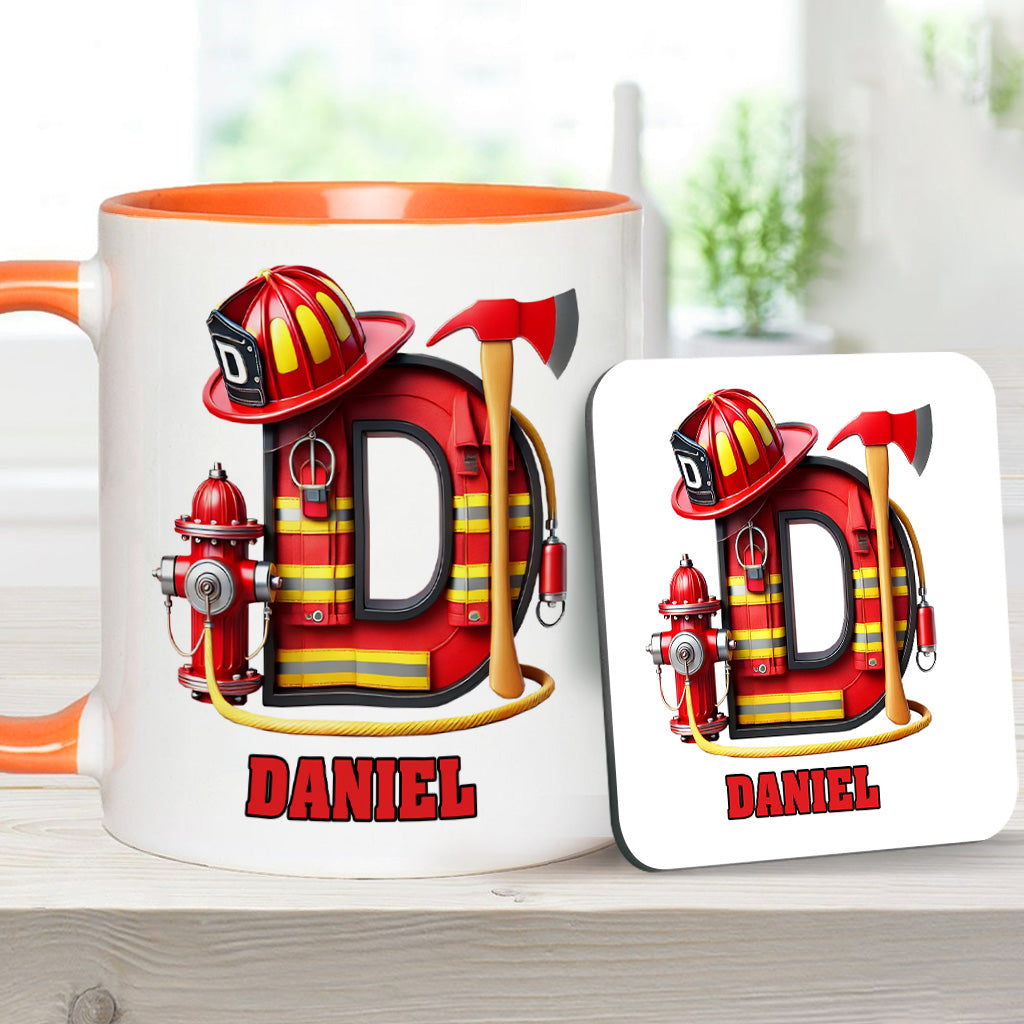 Alphabet Firefighter - Personalized Firefighter Accent Mug