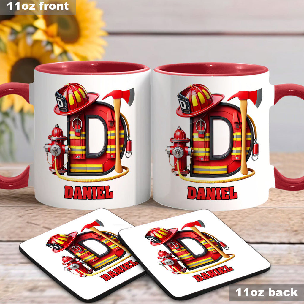 Alphabet Firefighter - Personalized Firefighter Accent Mug