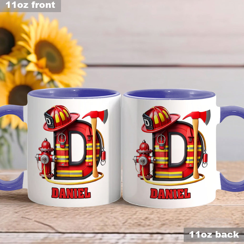Alphabet Firefighter - Personalized Firefighter Accent Mug