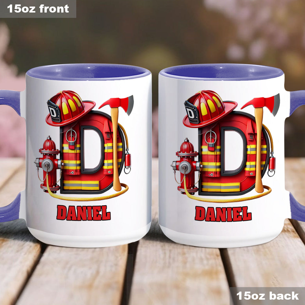 Alphabet Firefighter - Personalized Firefighter Accent Mug