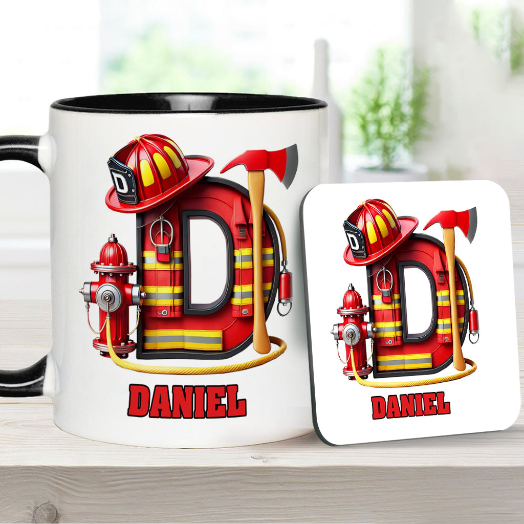 Alphabet Firefighter - Personalized Firefighter Accent Mug