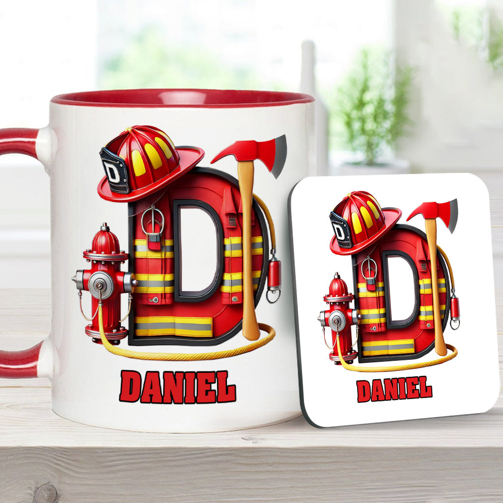 Alphabet Firefighter - Personalized Firefighter Accent Mug