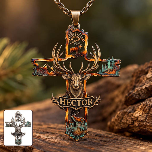 Love God Who Make Me A Hunter - Personalized Hunting Shaped Metal Pendant Necklace