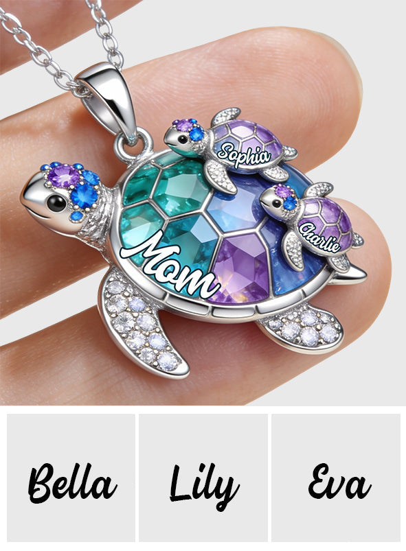 Nana Turtle Gift For Mom Grandma - Personalized Grandma Shaped Metal Pendant Necklace