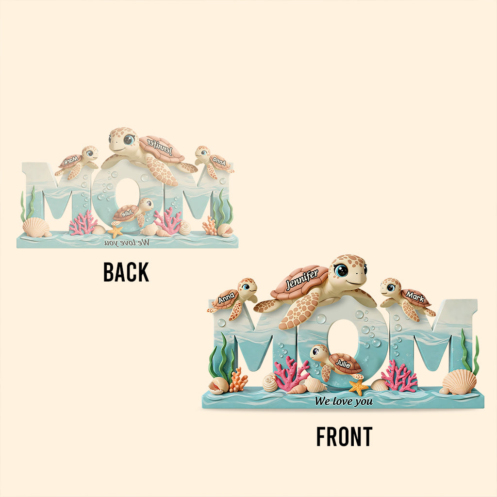 Mama Turtle - Personalized Mother Custom Shaped Acrylic Plaque