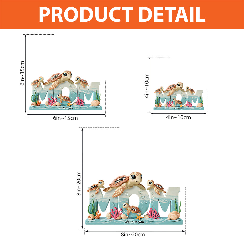 Mama Turtle - Personalized Mother Custom Shaped Acrylic Plaque