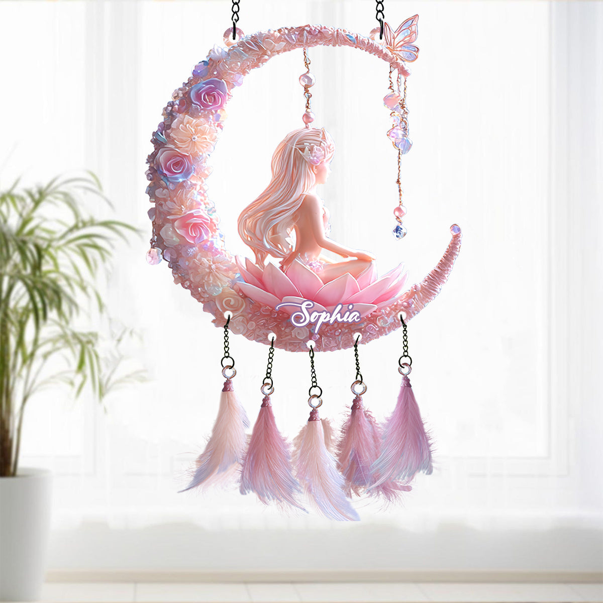 Yoga Lover - Personalized Yoga Window Hanging Suncatcher With Custom Charms