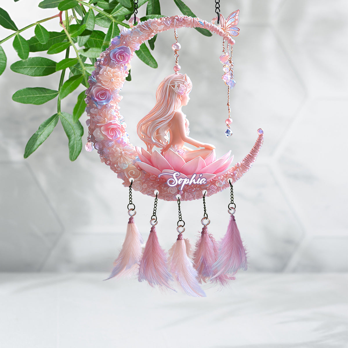 Yoga Lover - Personalized Yoga Window Hanging Suncatcher With Custom Charms