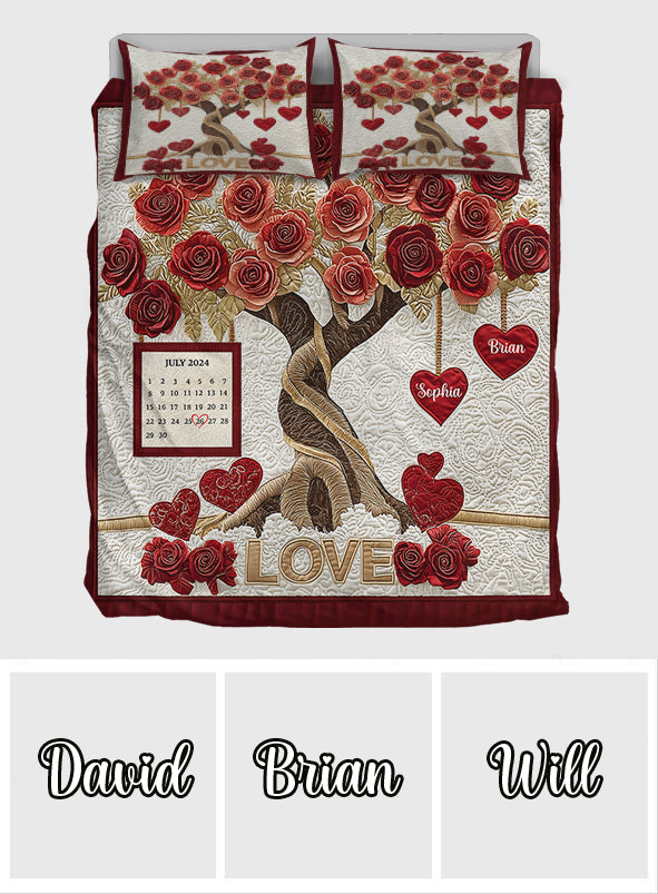 Tree of Love Custom Calendar - Personalized Couple Bedding Set