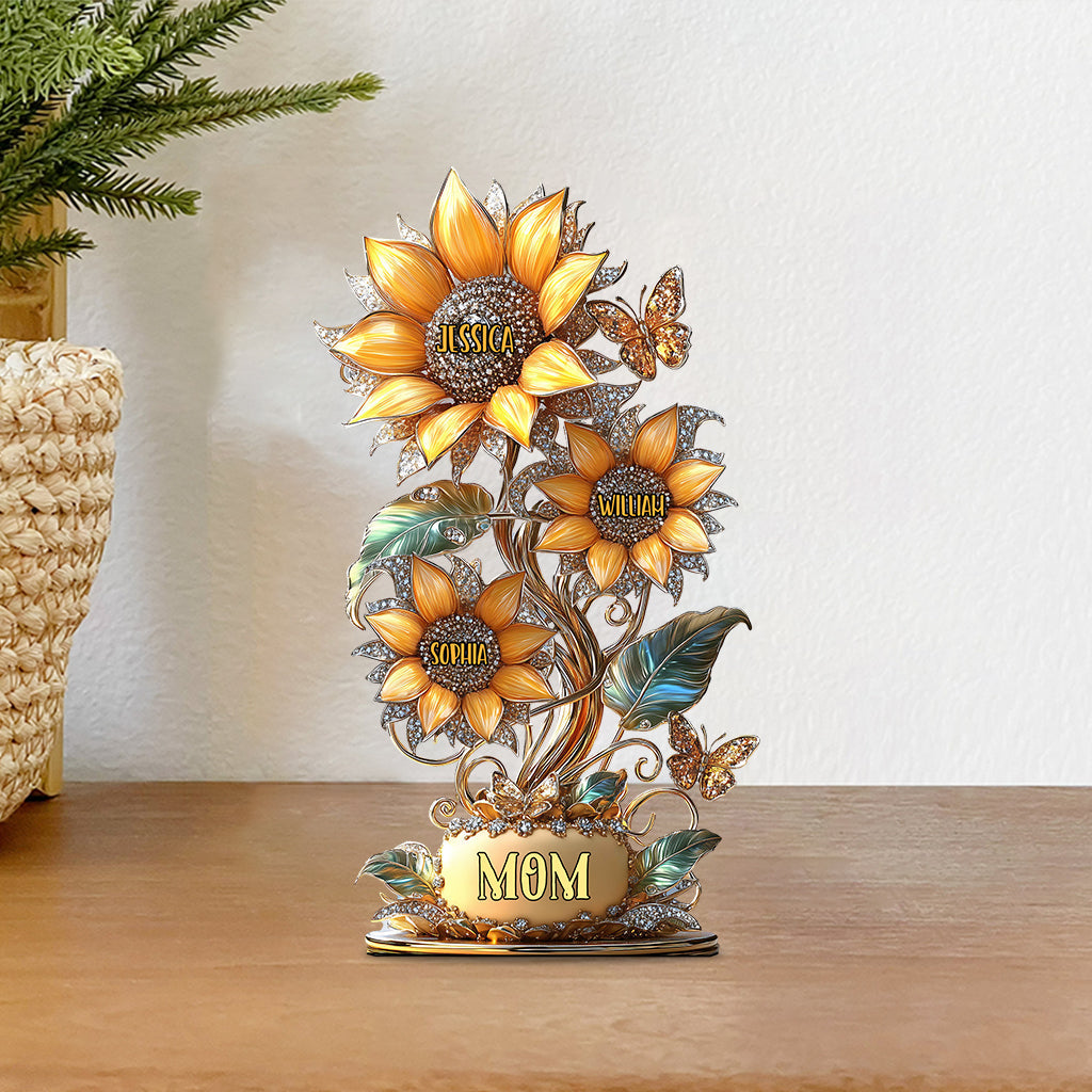 My Sunflower Garden Gift For Mom, Grandma - Personalized Mother Custom Shaped Acrylic Plaque