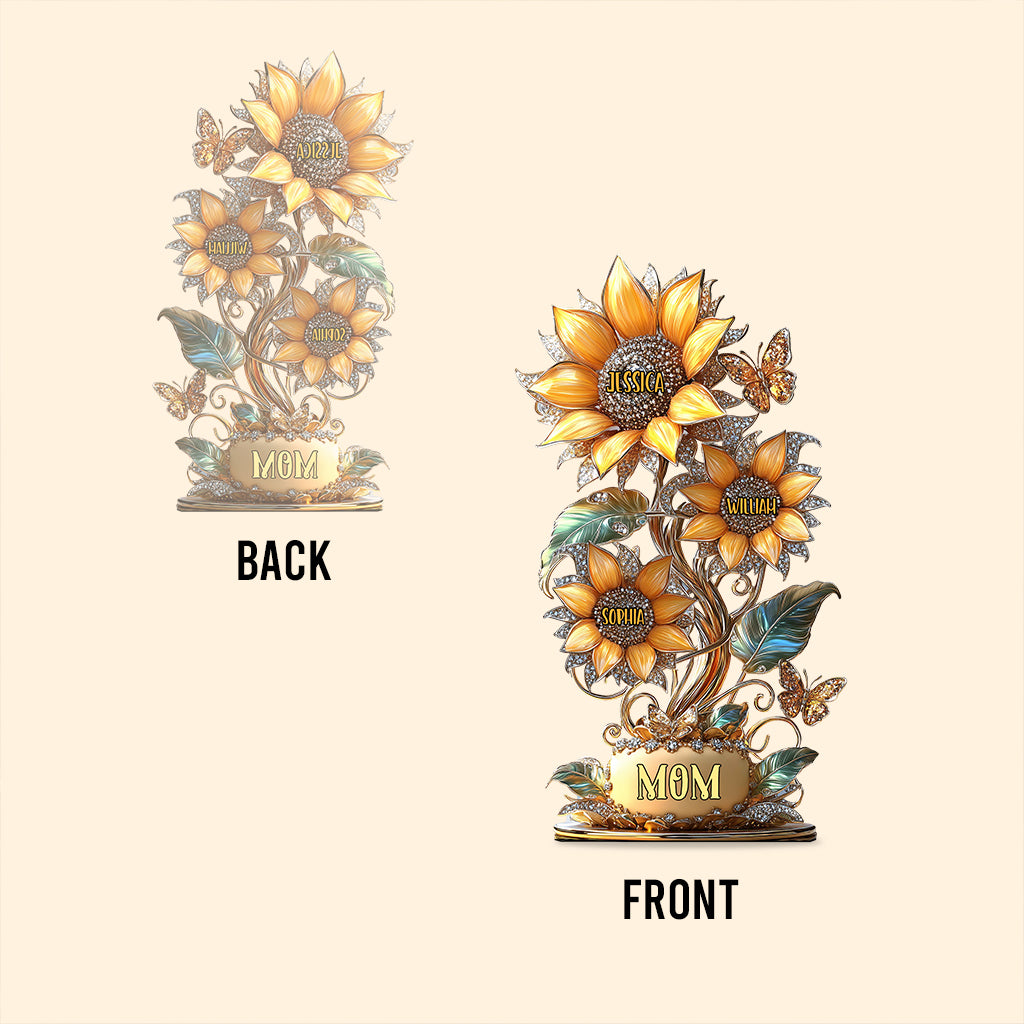 My Sunflower Garden Gift For Mom, Grandma - Personalized Mother Custom Shaped Acrylic Plaque