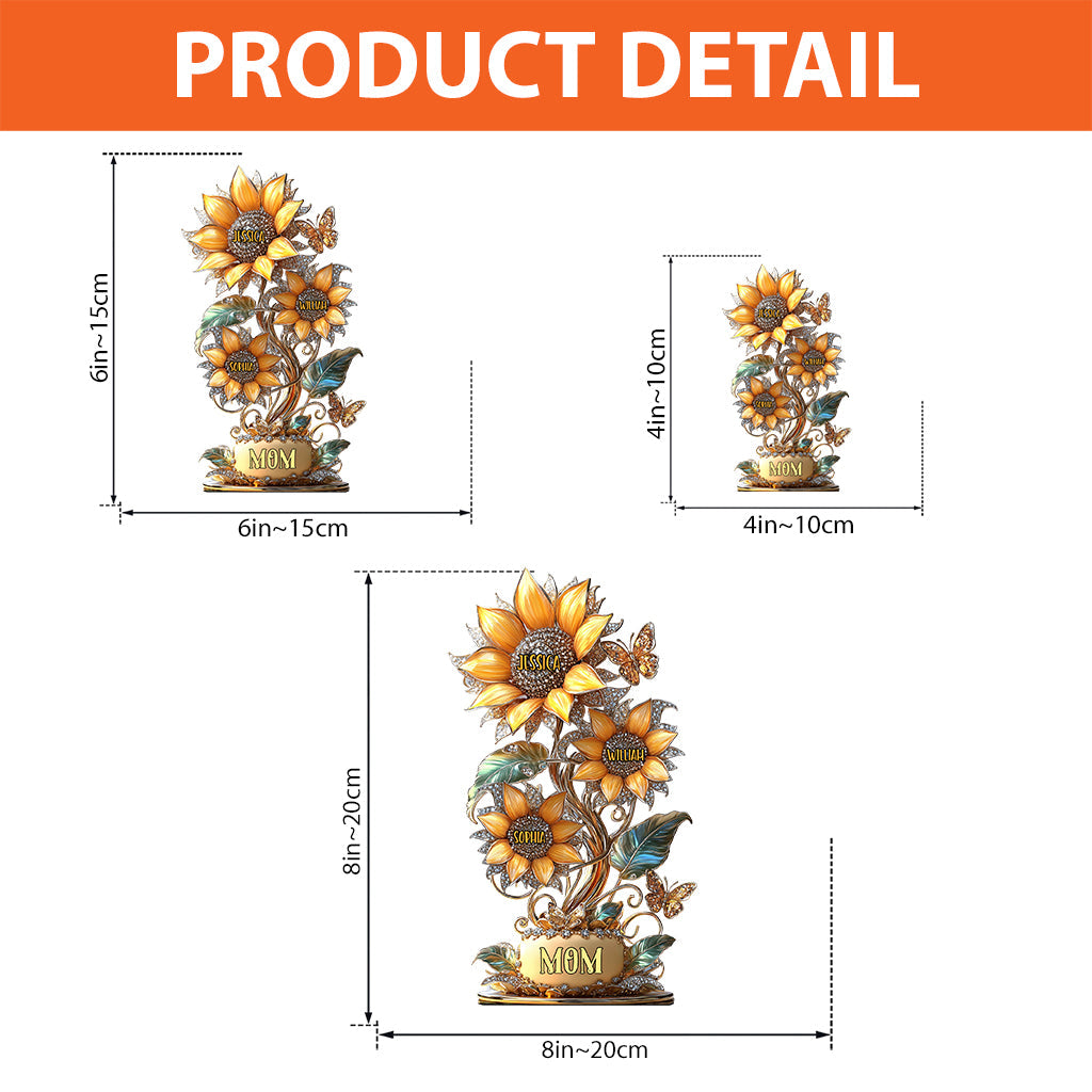 My Sunflower Garden Gift For Mom, Grandma - Personalized Mother Custom Shaped Acrylic Plaque