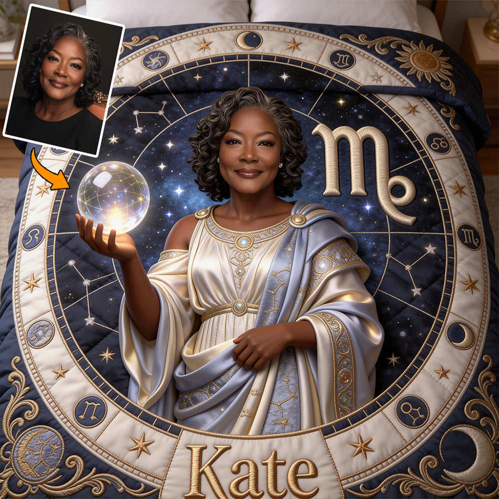 Custom Any Photo, Zodiac Sign - Personalized Horoscope Blanket