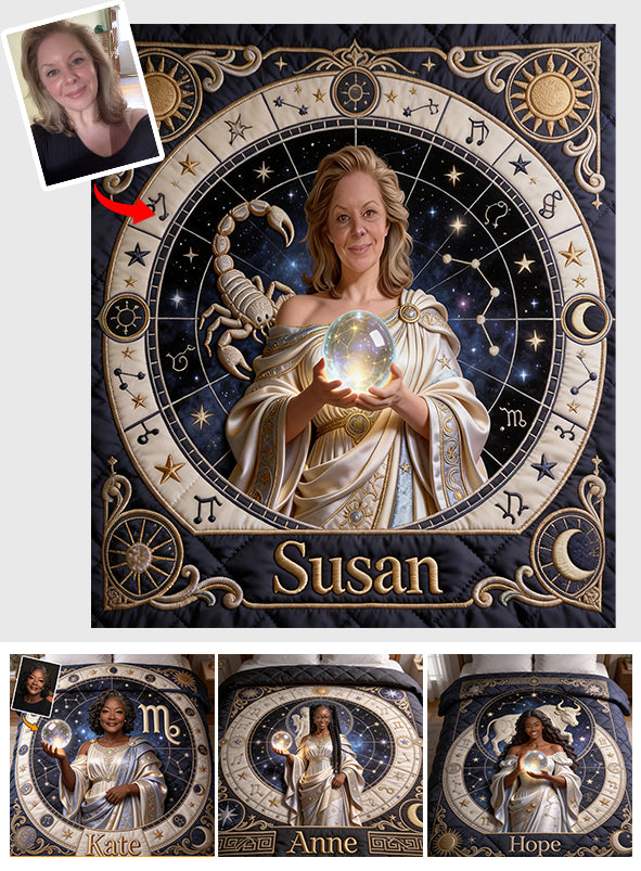 Custom Any Photo, Zodiac Sign - Personalized Horoscope Blanket