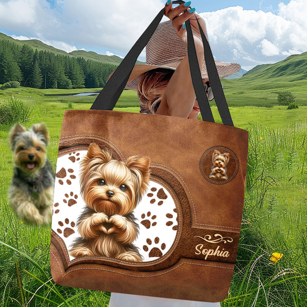 Cute Yorkshire Terrier - Personalized Dog Tote Bag