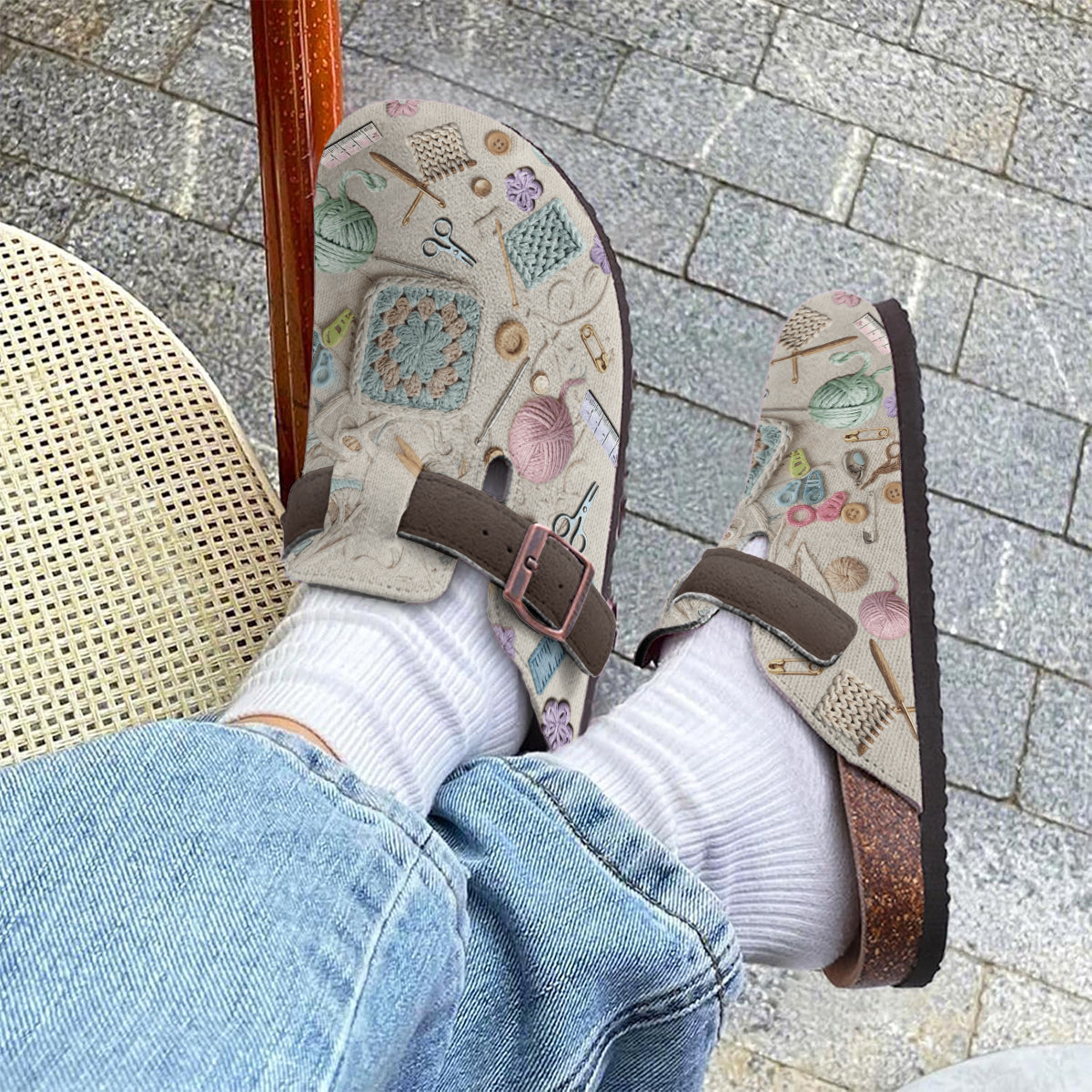 Crocheting Makes Me Happy - Personalized Crocheting Clogs With Arch Support