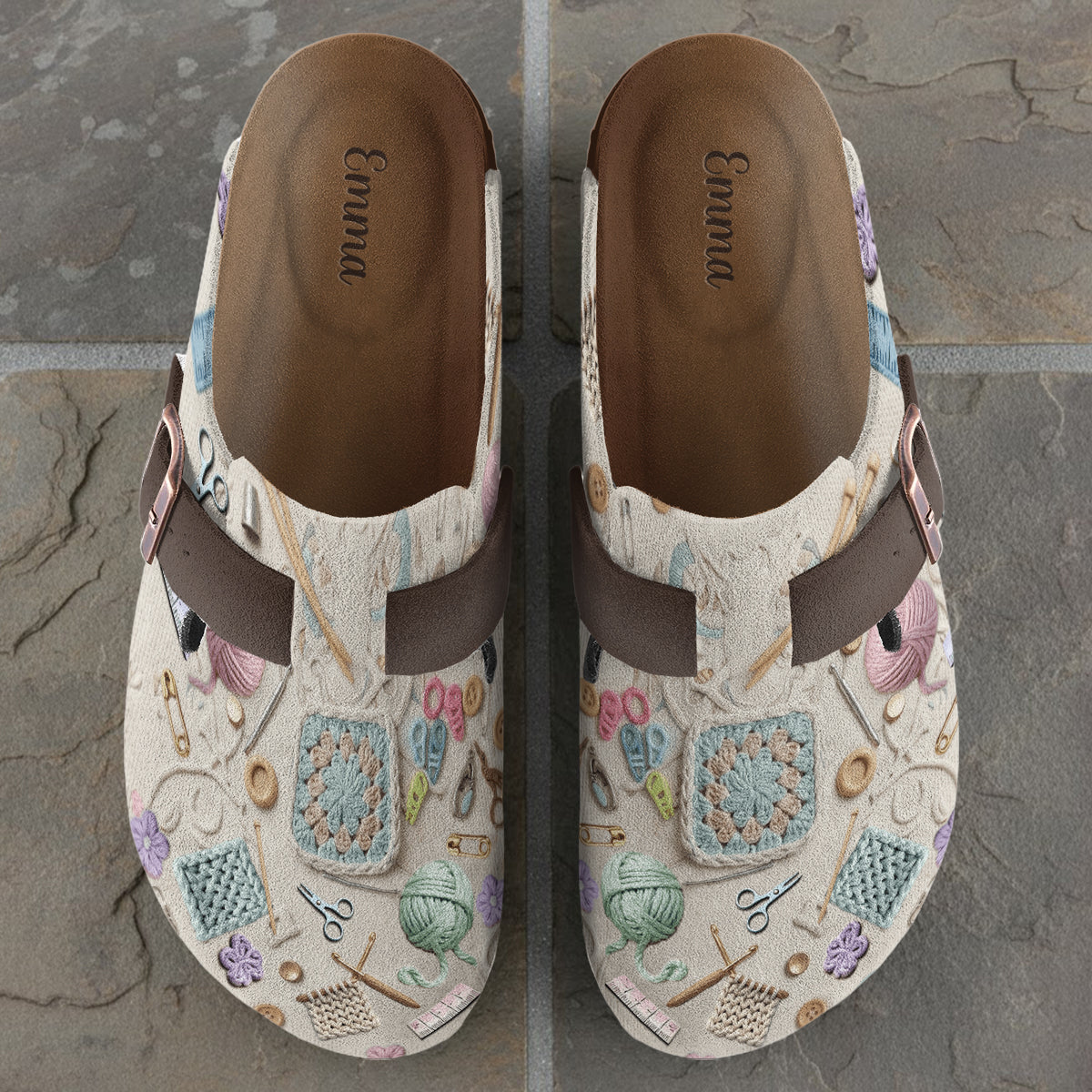 Crocheting Makes Me Happy - Personalized Crocheting Clogs With Arch Support