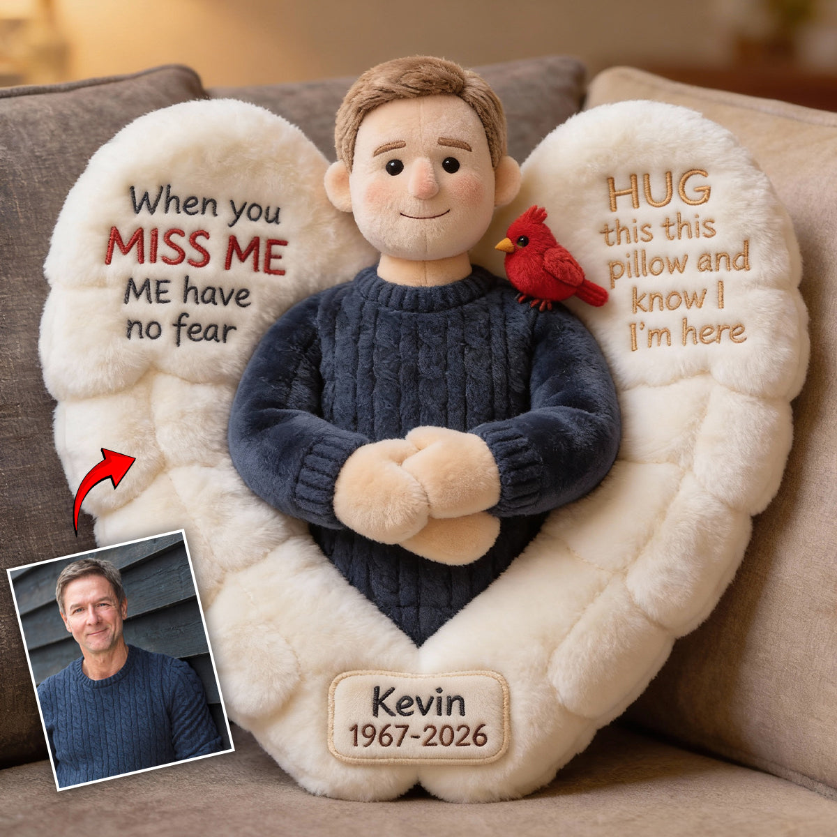 Custom From Photo - When You Miss Me - Personalized Memorial Faux Fur Shaped Pillow