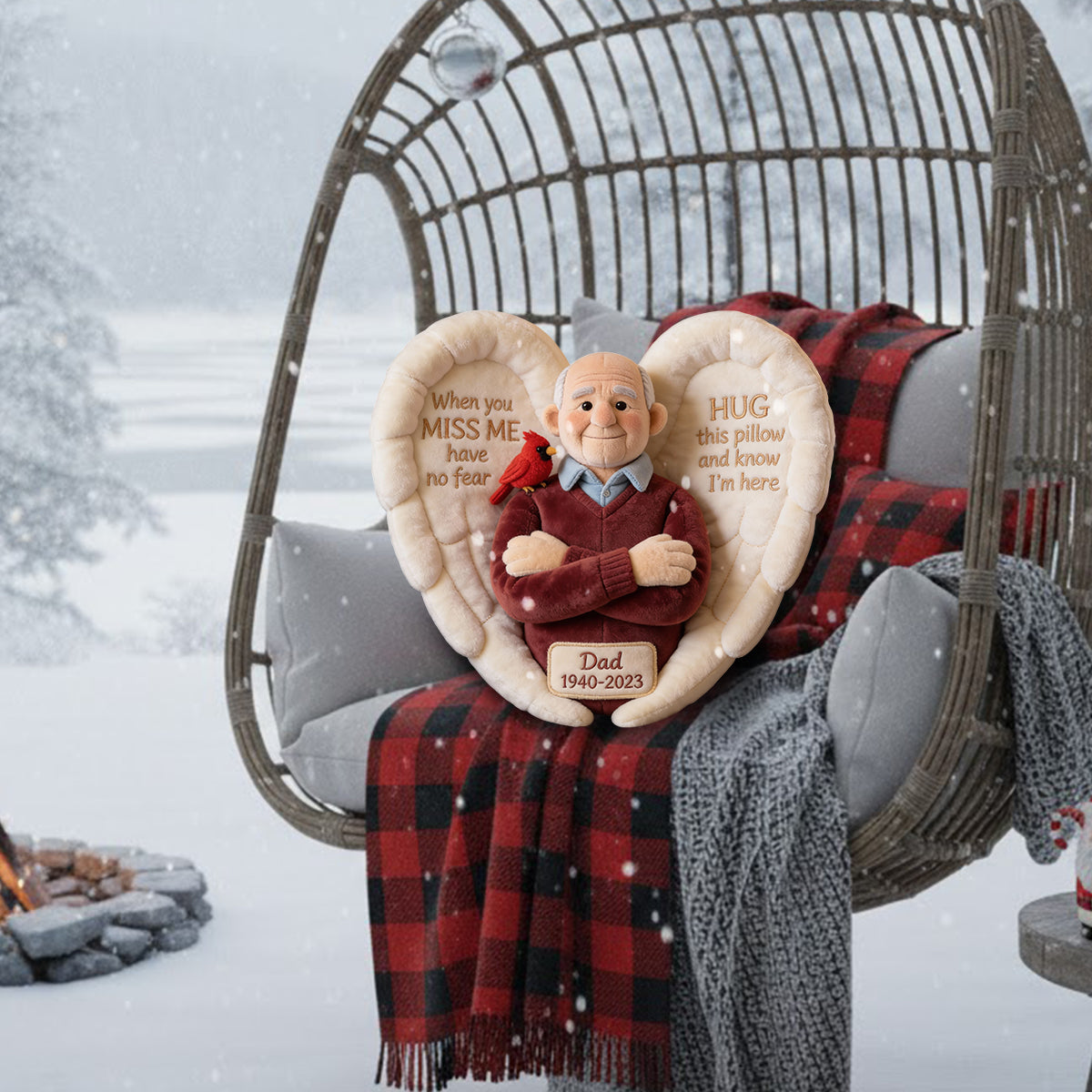 Custom From Photo - When You Miss Me - Personalized Memorial Faux Fur Shaped Pillow