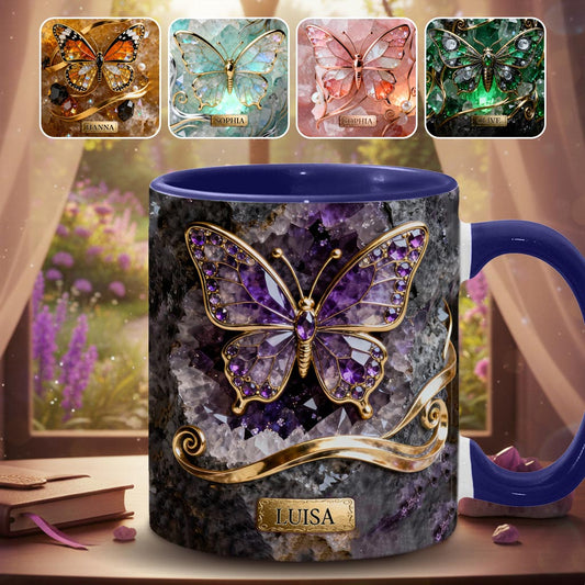 Glowing Butterfly - Personalized Butterfly Accent Mug & Coaster