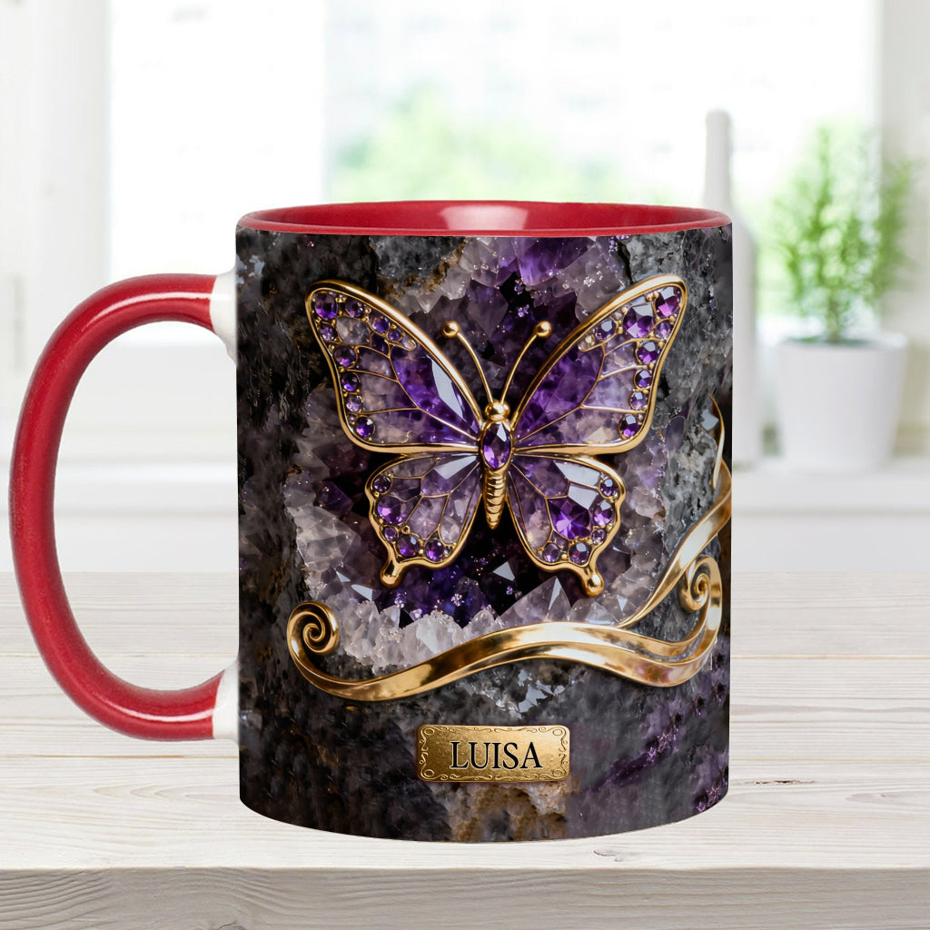 Glowing Butterfly - Personalized Butterfly Accent Mug & Coaster