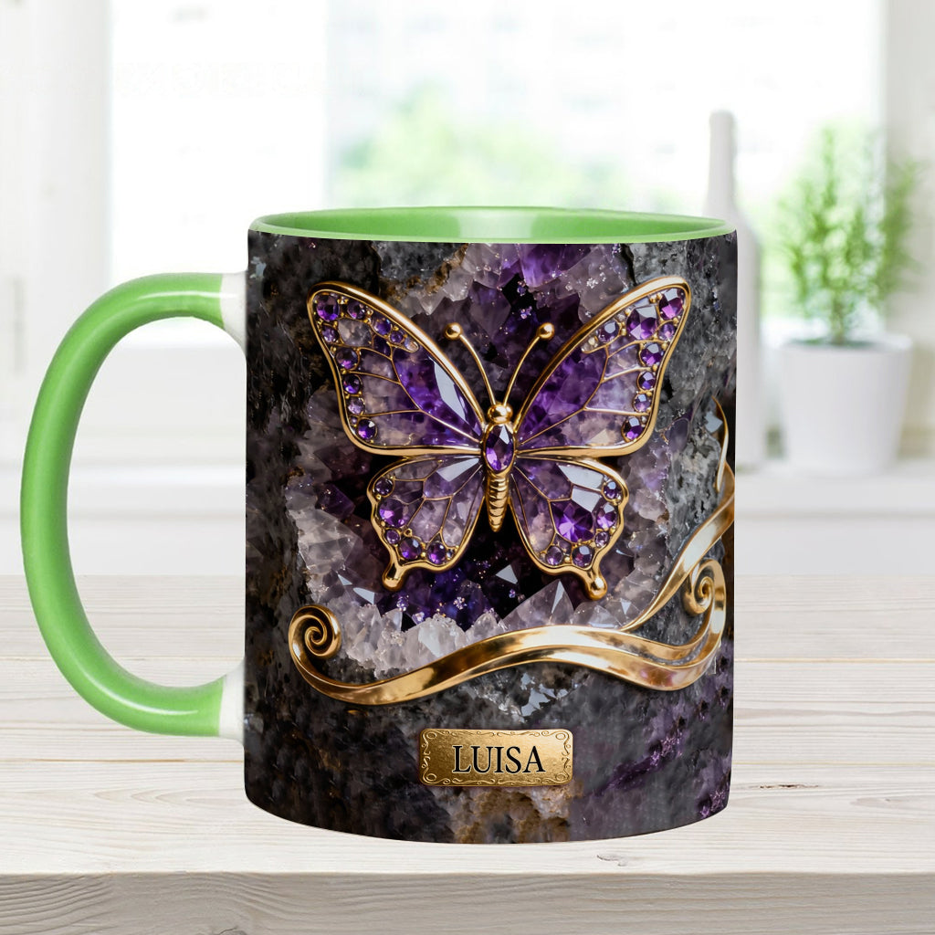 Glowing Butterfly - Personalized Butterfly Accent Mug & Coaster
