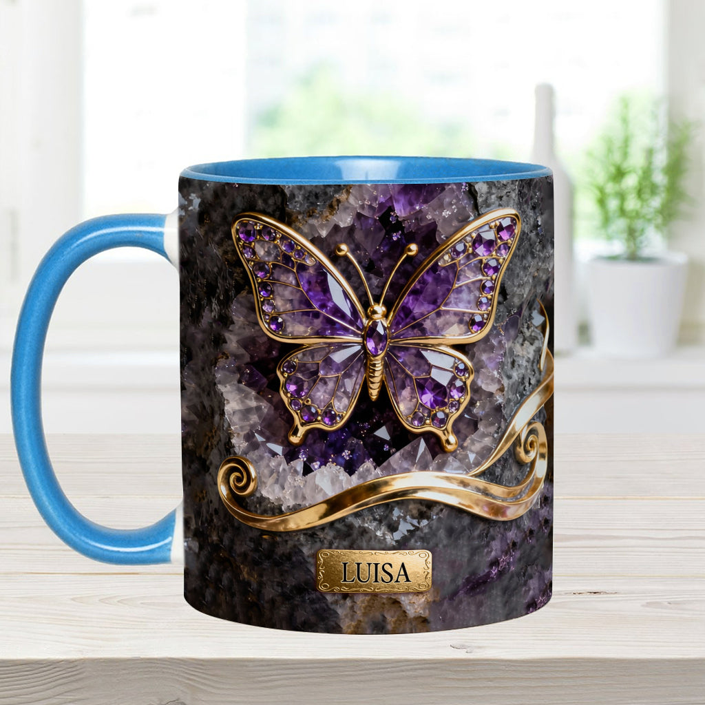 Glowing Butterfly - Personalized Butterfly Accent Mug & Coaster