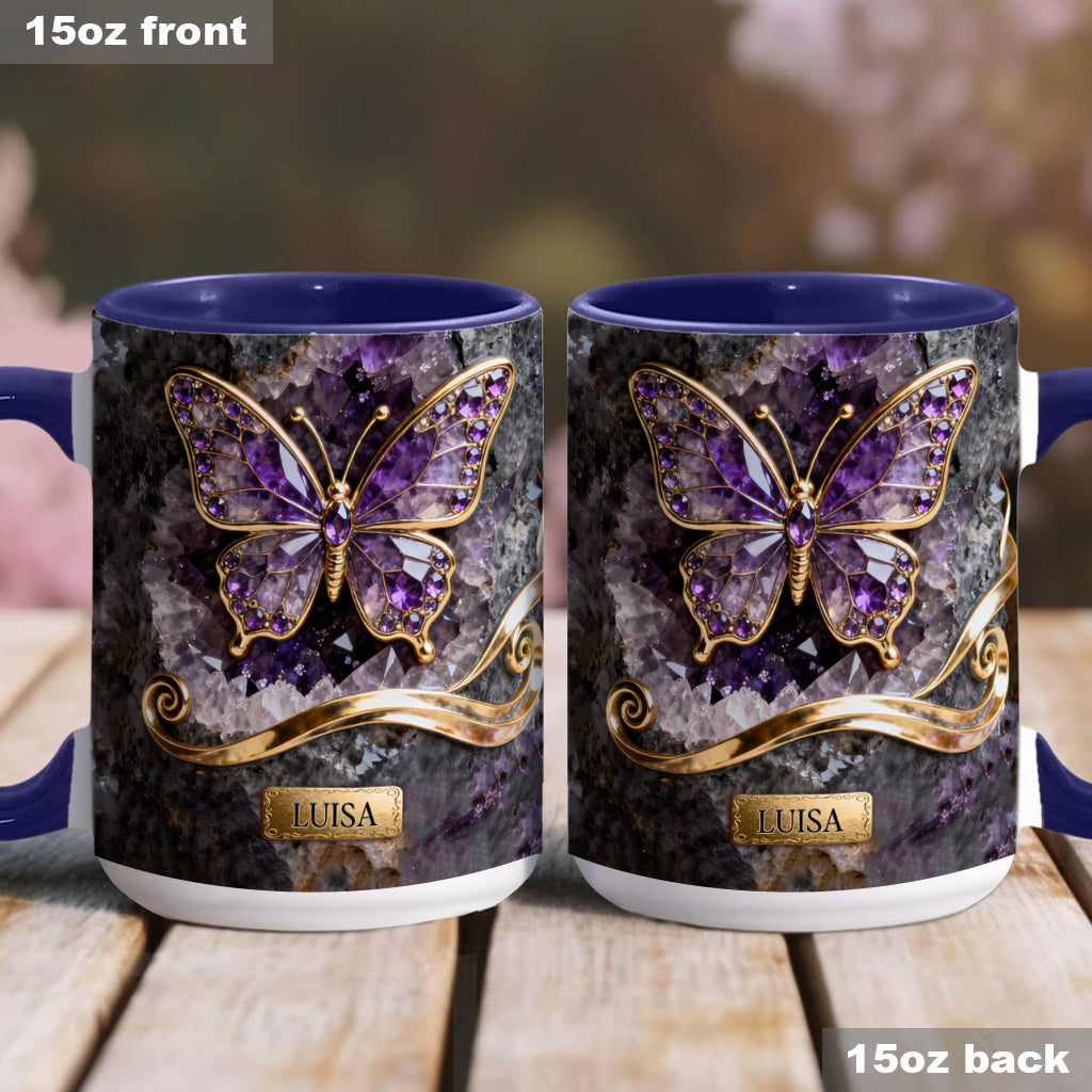 Glowing Butterfly - Personalized Butterfly Accent Mug & Coaster