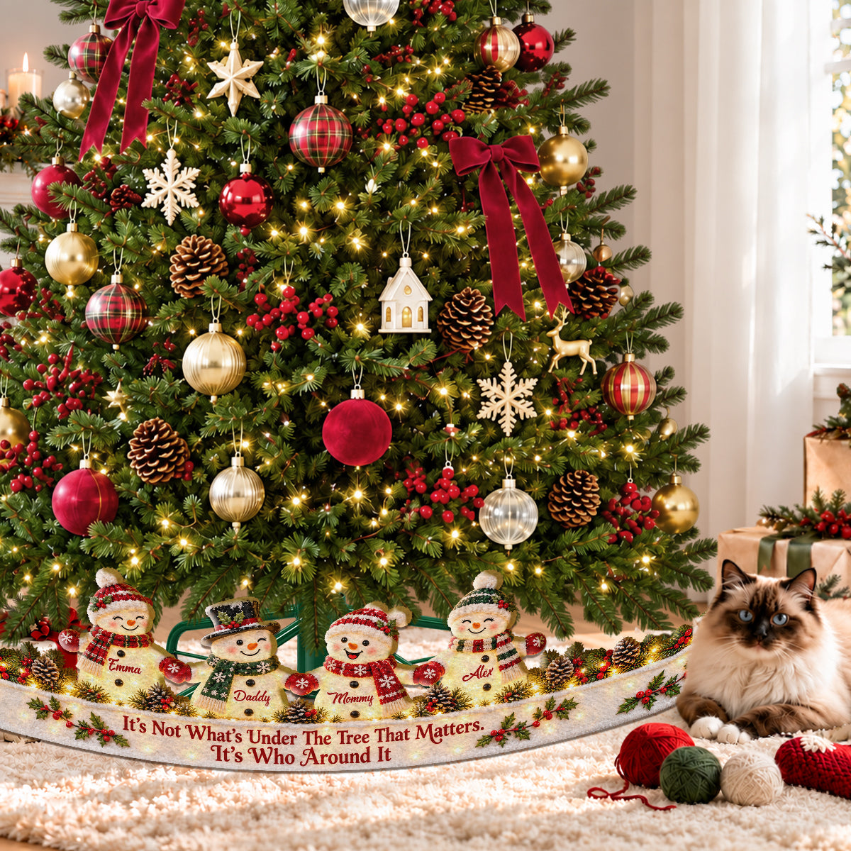 Around Christmas Tree - Personalized Family LED Light Tree Collar