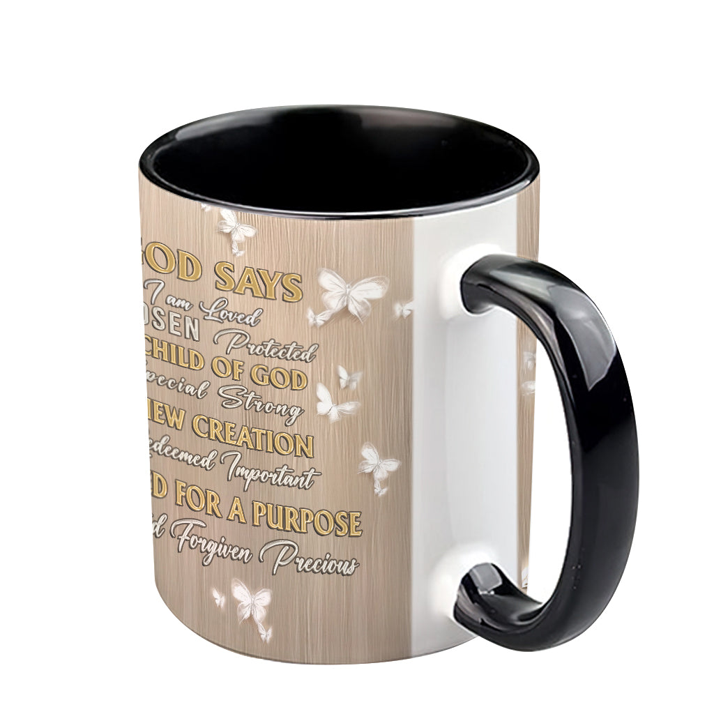 God Says I am Warrior - Personalized Christian Accent Mug