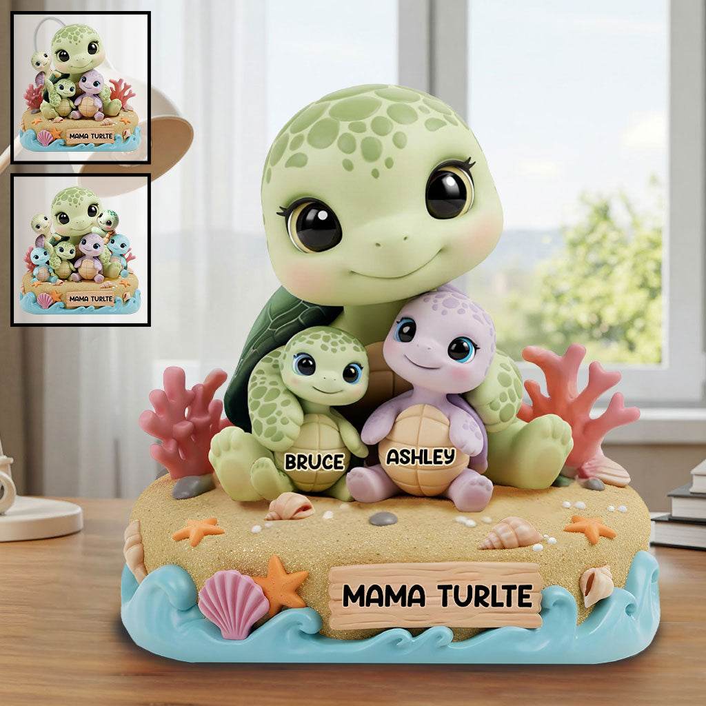 Mama Turtle - Personalized Mother Custom Shaped Acrylic Plaque