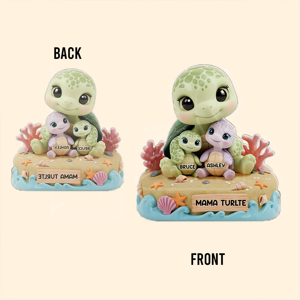 Mama Turtle - Personalized Mother Custom Shaped Acrylic Plaque