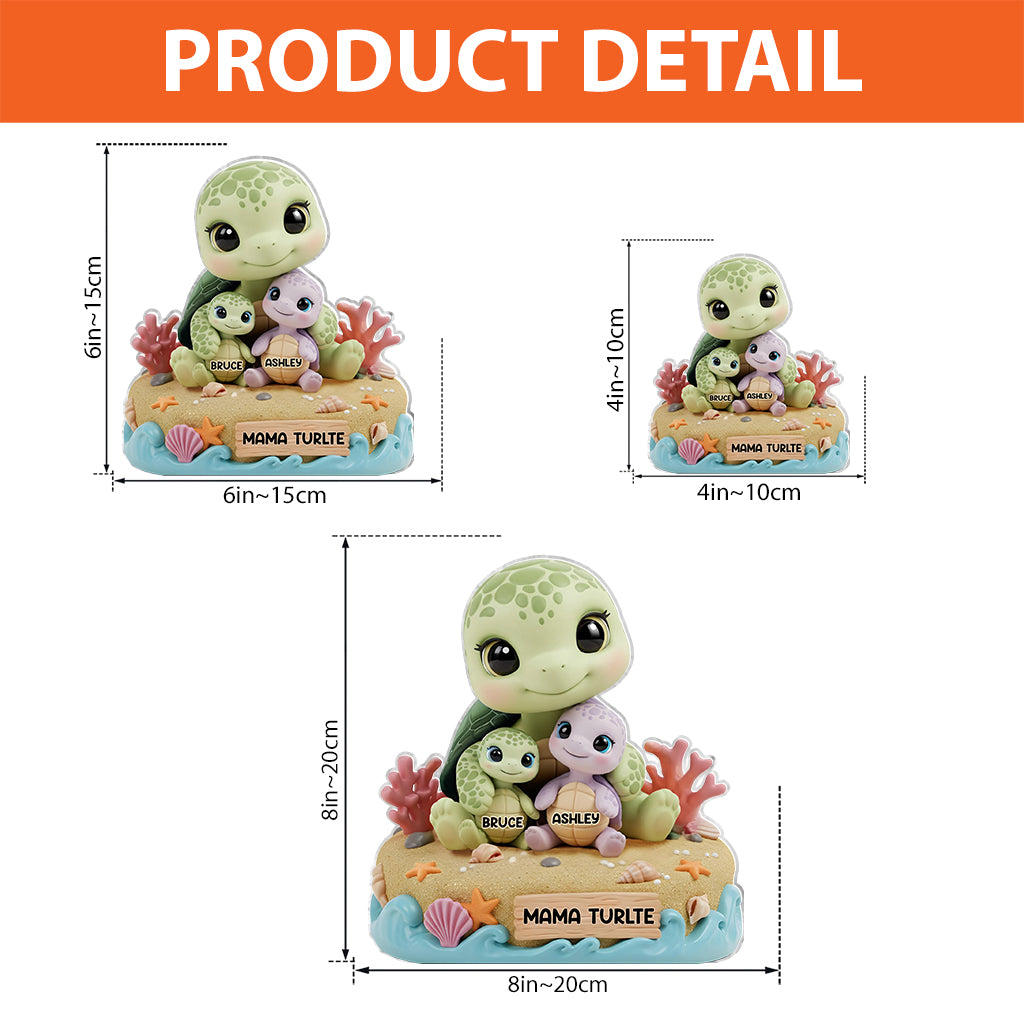 Mama Turtle - Personalized Mother Custom Shaped Acrylic Plaque