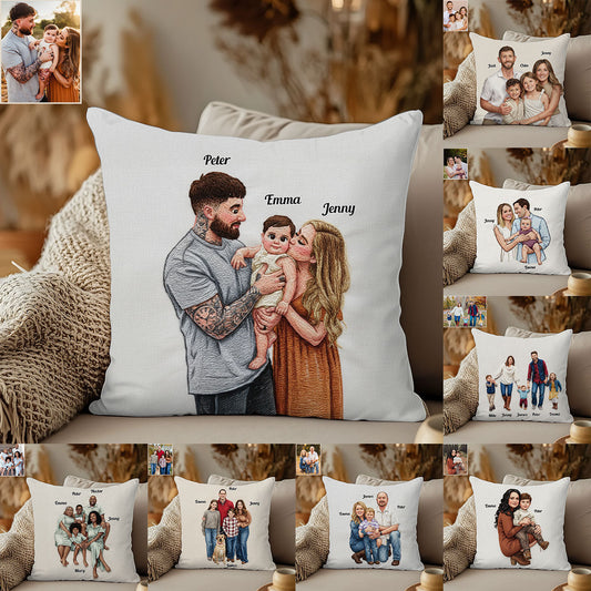 Upload Family Photo - Personalized Family Throw Pillow