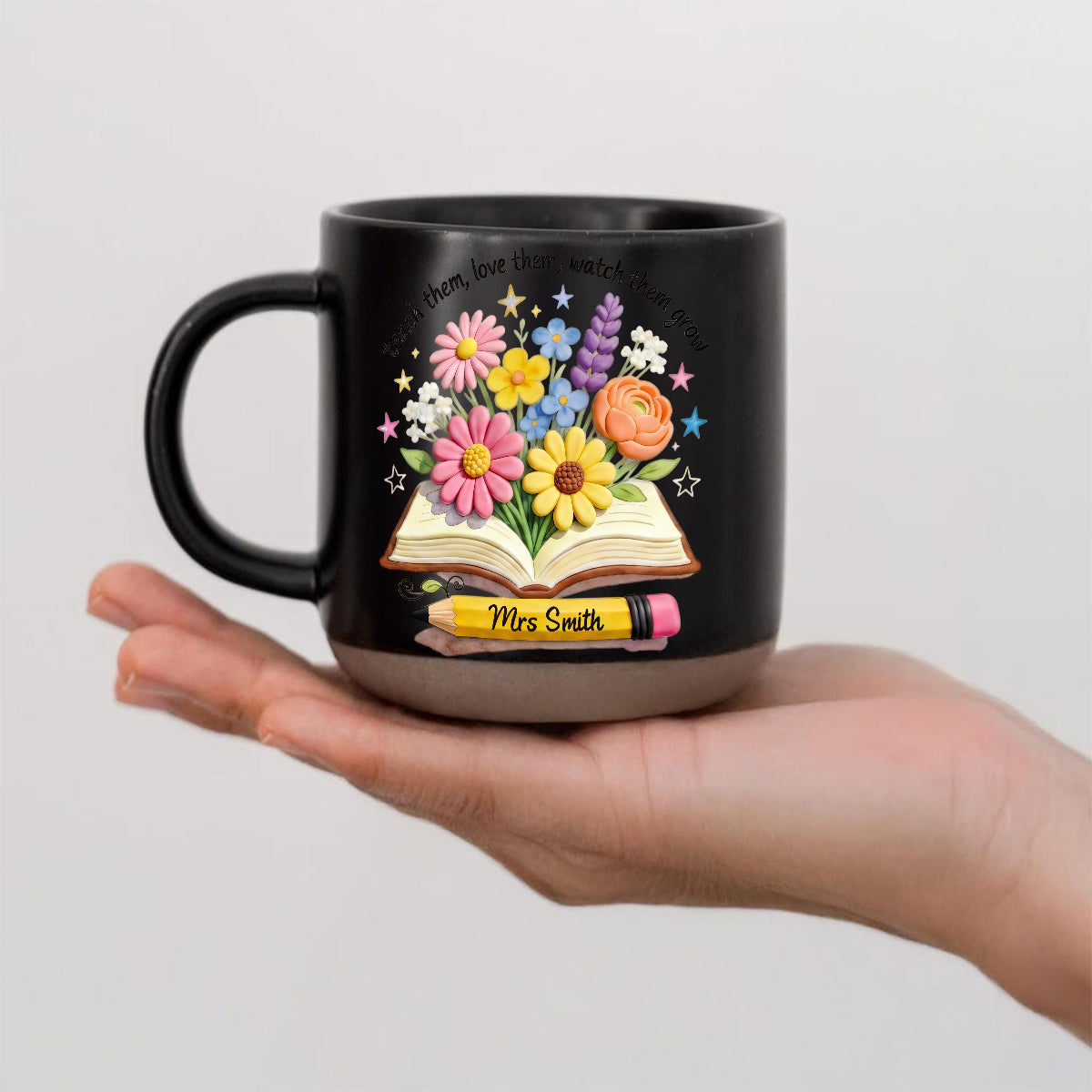 Teacher Gifts Boho Kraft - Personalized Teacher Printed Pottery Mug