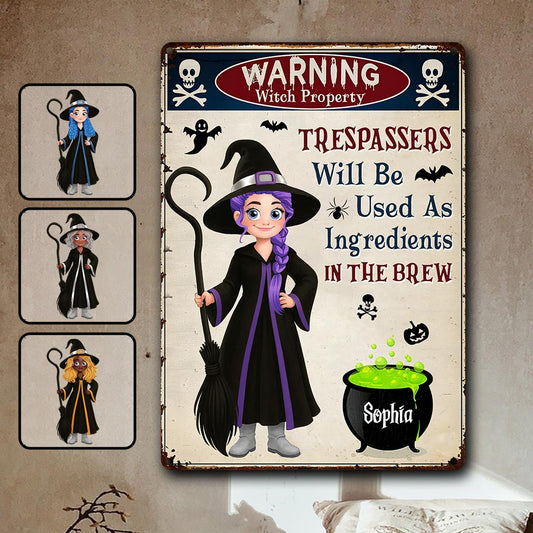 Witch Warning Trespassers Will Be Used As Ingredients - Personalized Witch Rectangle Metal Sign