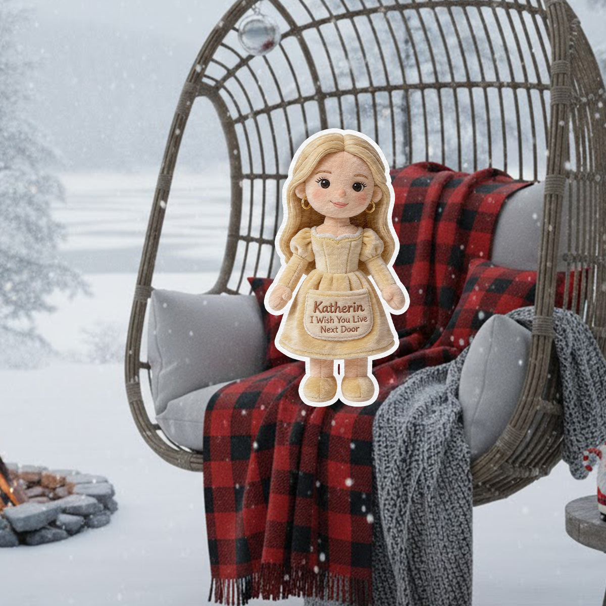 I Wish You Live Next Door - Personalized Bestie Faux Fur Shaped Pillow