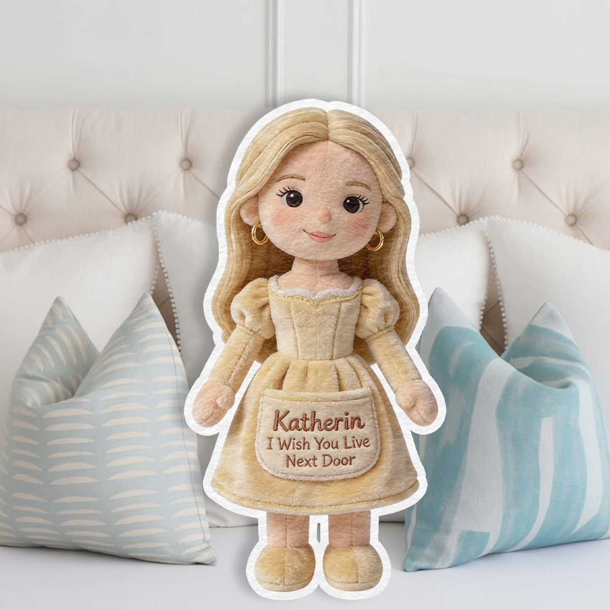 I Wish You Live Next Door - Personalized Bestie Faux Fur Shaped Pillow