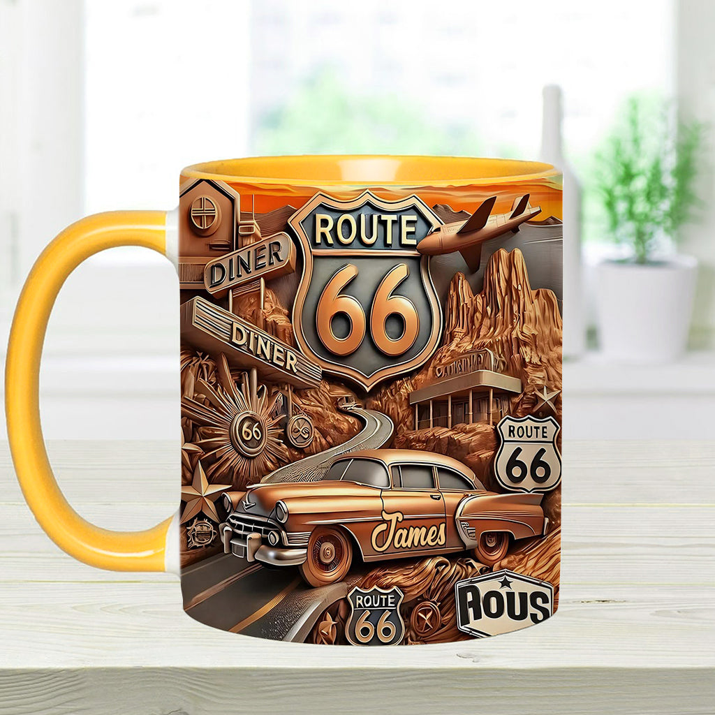 Vintage Route 66 - Personalized Muscle Car Accent Mug