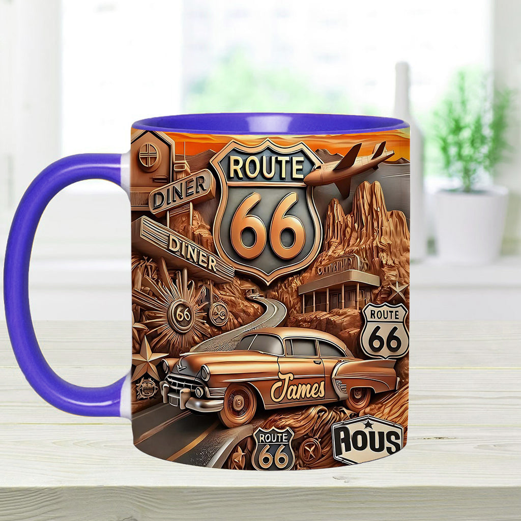 Vintage Route 66 - Personalized Muscle Car Accent Mug
