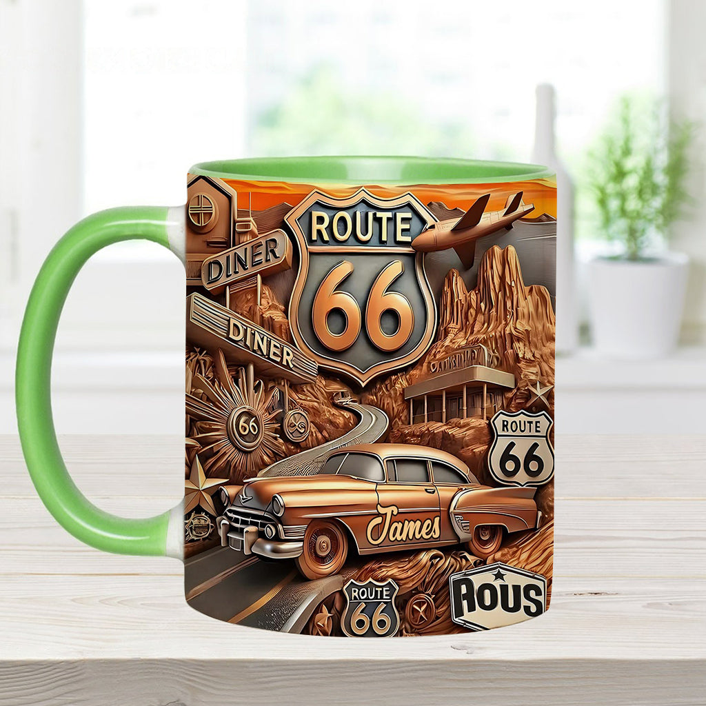 Vintage Route 66 - Personalized Muscle Car Accent Mug