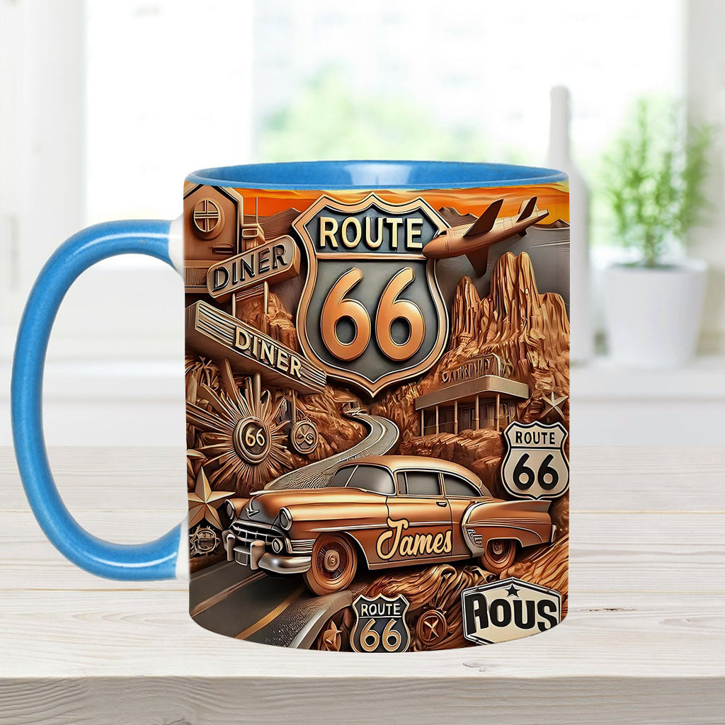 Vintage Route 66 - Personalized Muscle Car Accent Mug