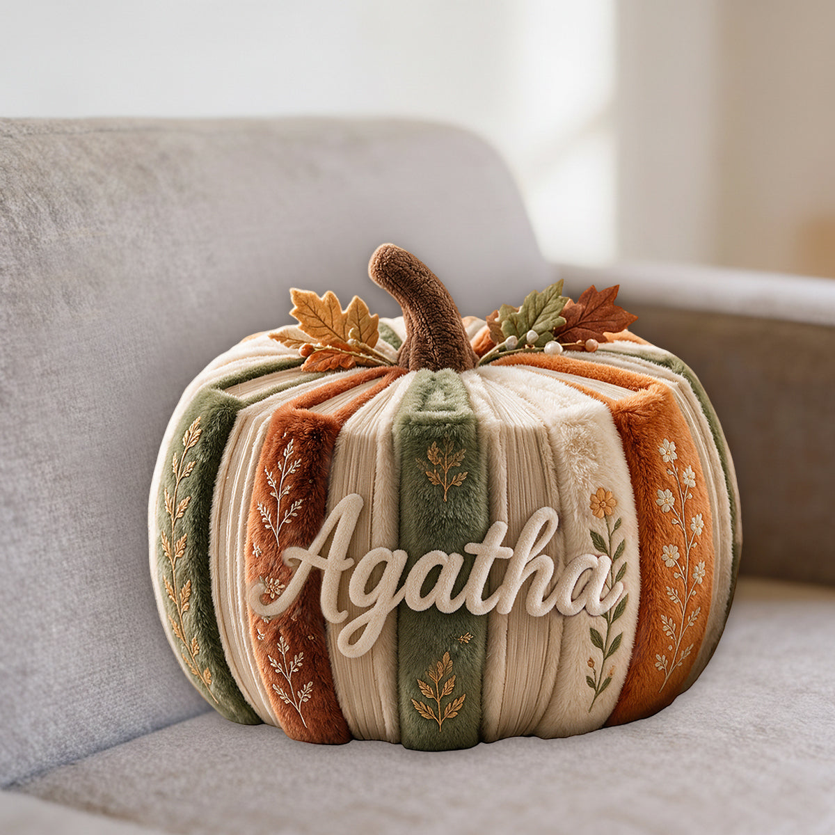 Book Pumpkin - Personalized Book Premium Faux Fur Pillow