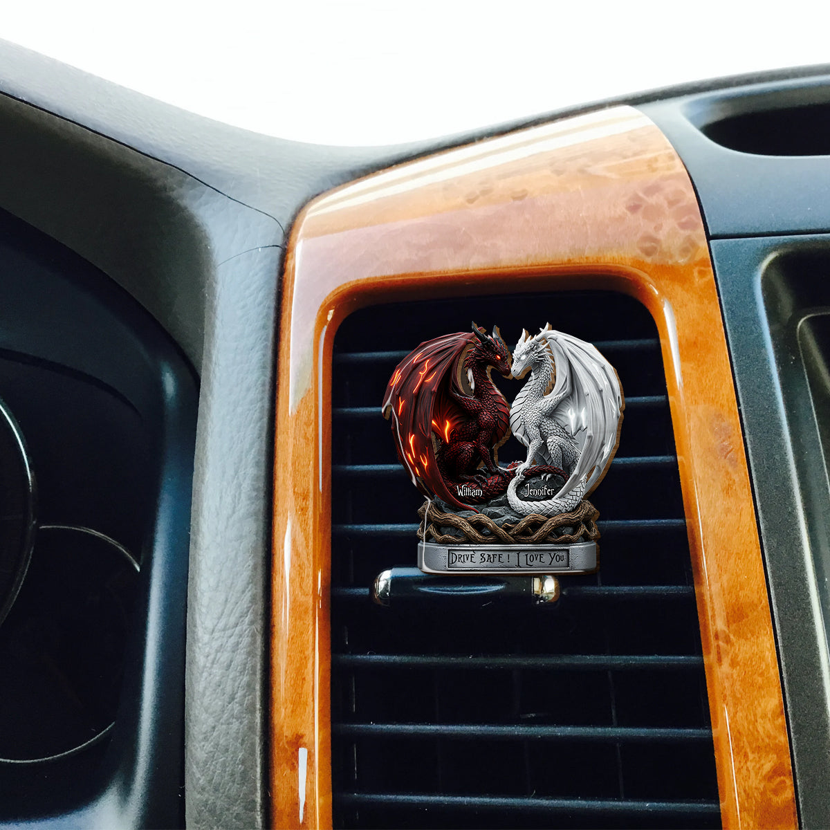 Drive Safe I Love You - Personalized Couple Shaped Car Visor Clip